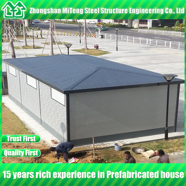 Four slope luxury prefab house with metal engraving board and asphalt tile