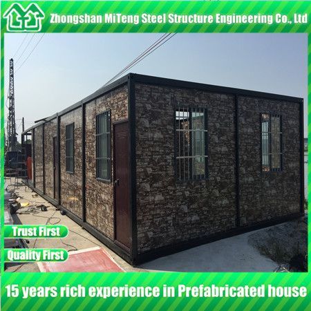 Steel structure Detachable container house with cultural stone sandwich panel